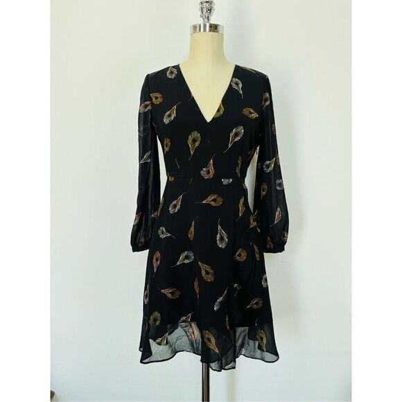 Madewell Womens 0 Peacock Feather Print Poppy Dress - Picture 4 of 10